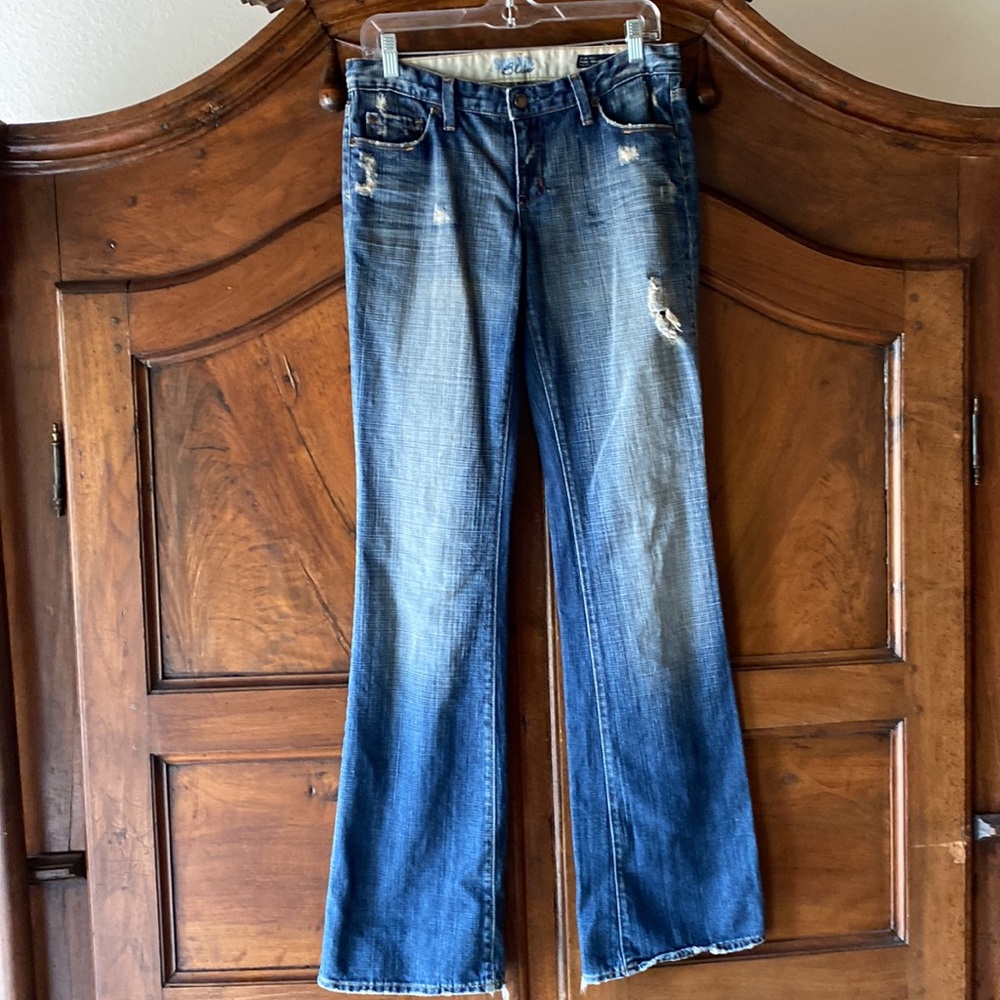Sacred Blue Medium Wash Distressed Flare Jeans